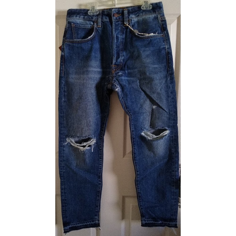 (+) People Distressed Italian Men's Blue Jeans Size 30" Waist and 27" Inseam